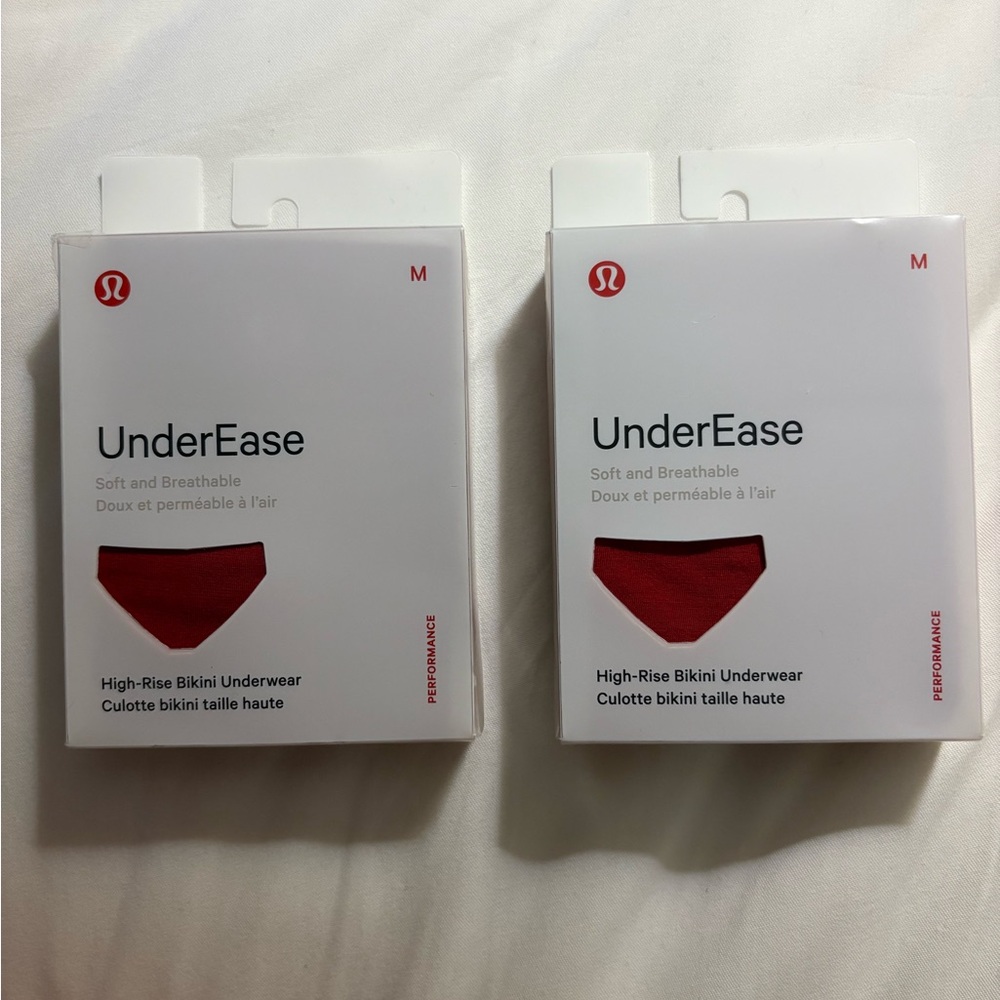 2 NIB Lululemon Underease High Rise Bikini Underwear SPED Spiced Red Sz Medium